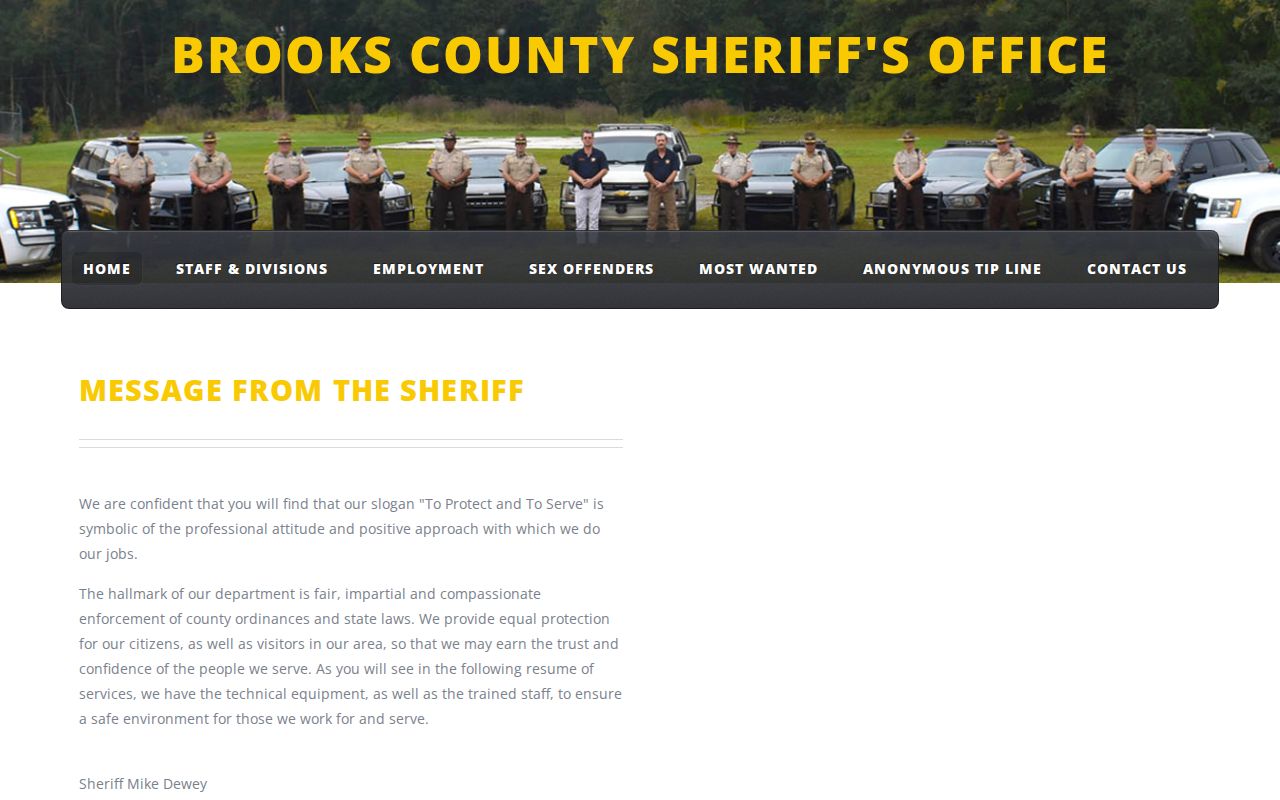 Brooks County Sheriff official agency homepage