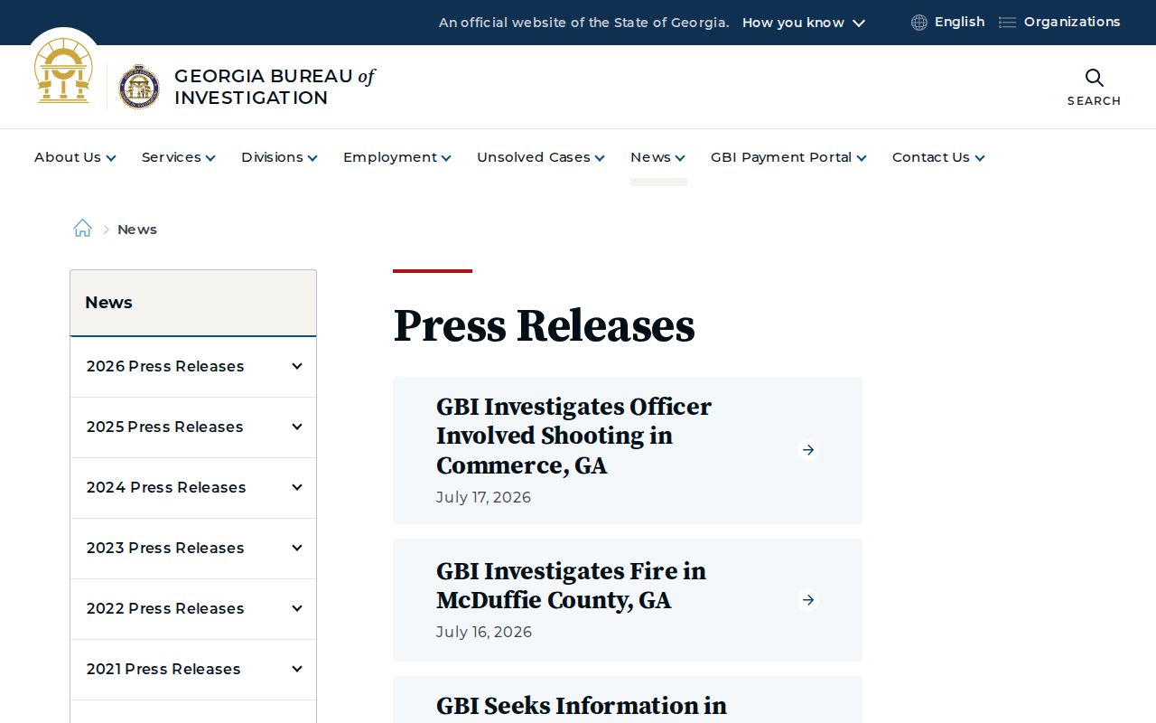 GBI press release archive for Brooks County and Quitman investigations